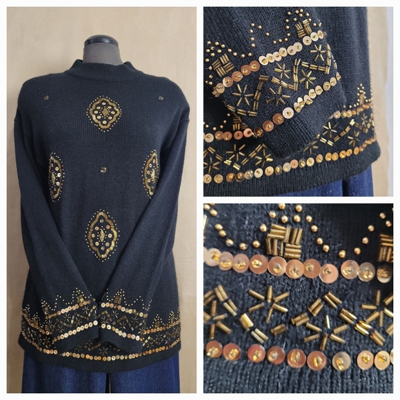 Vintage Beaded Sweater / L - Picture 8 of 10